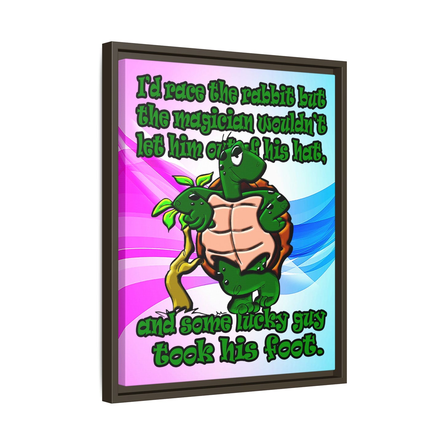 turtle race - framed canvas art (light blue-pink wave)