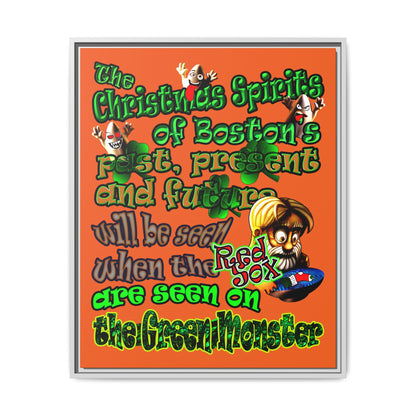 christmas spirits of boston - framed canvas art (orange)