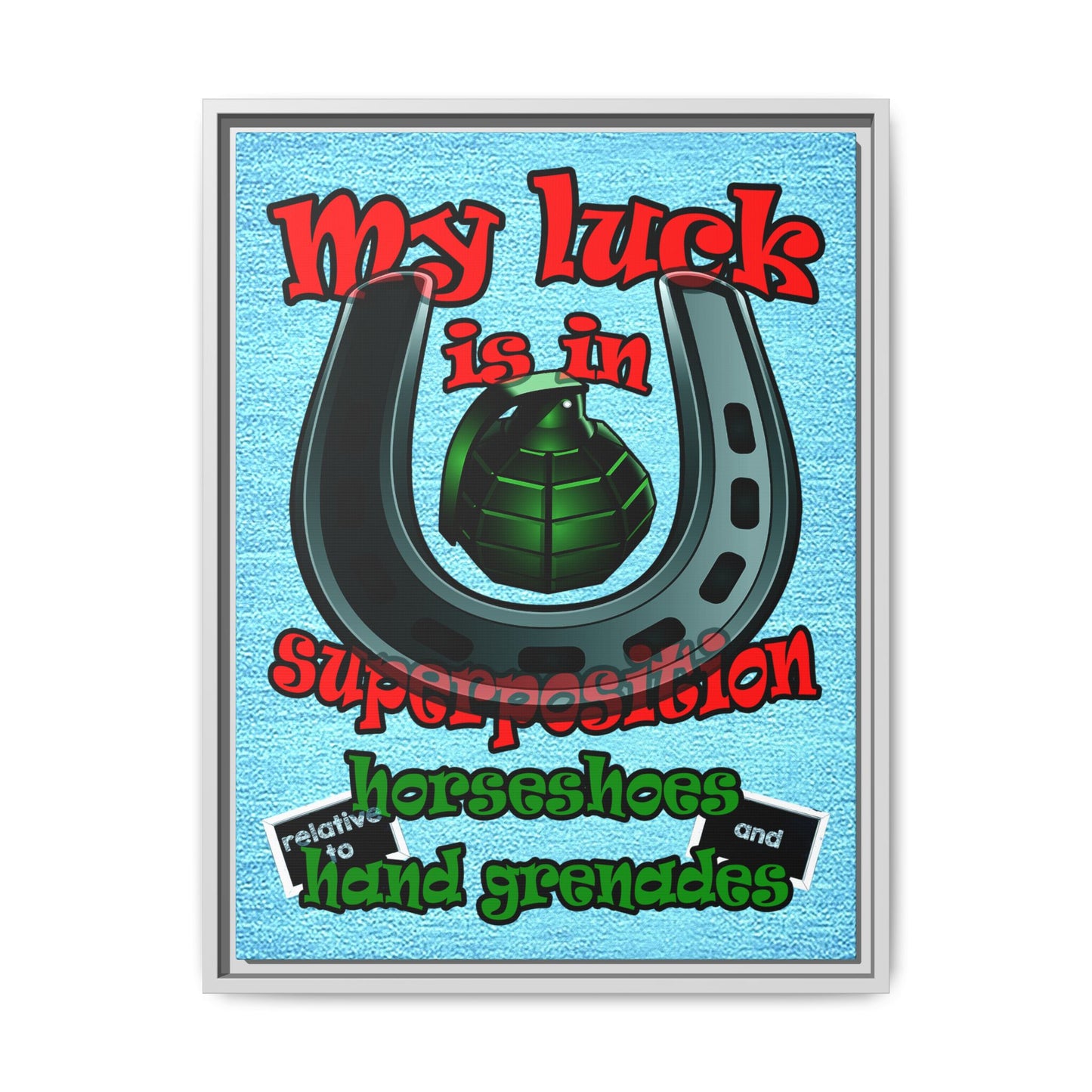 my luck - framed canvas art (faded blue)