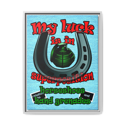 my luck - framed canvas art (faded blue)