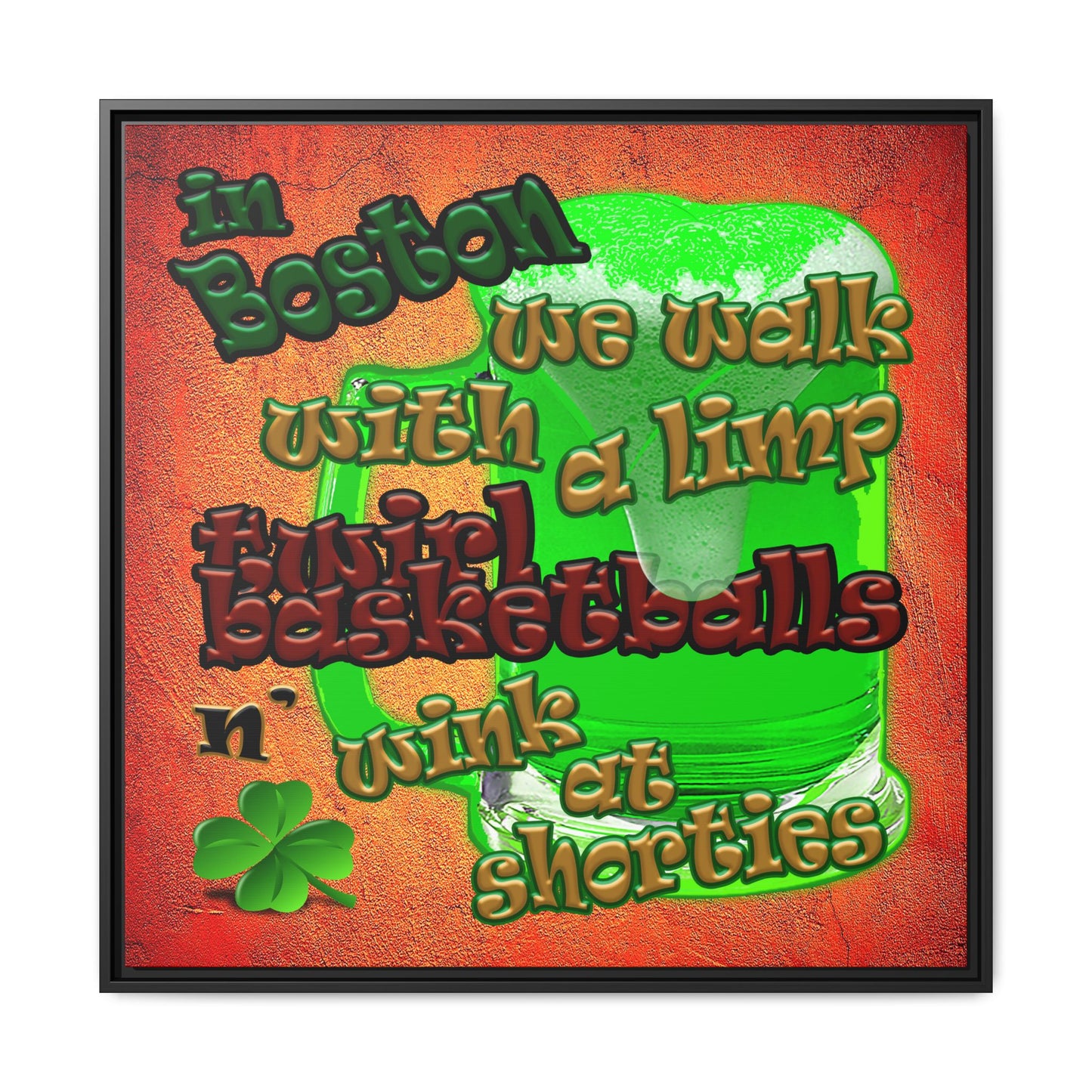 celtics logo - framed canvas art (burnt orange)