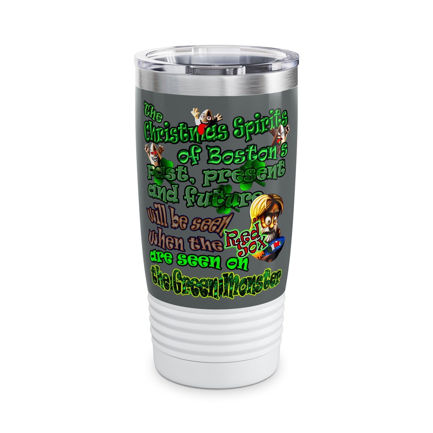 christmas spirits of boston - Ringneck Tumbler, 20oz (dark grey)