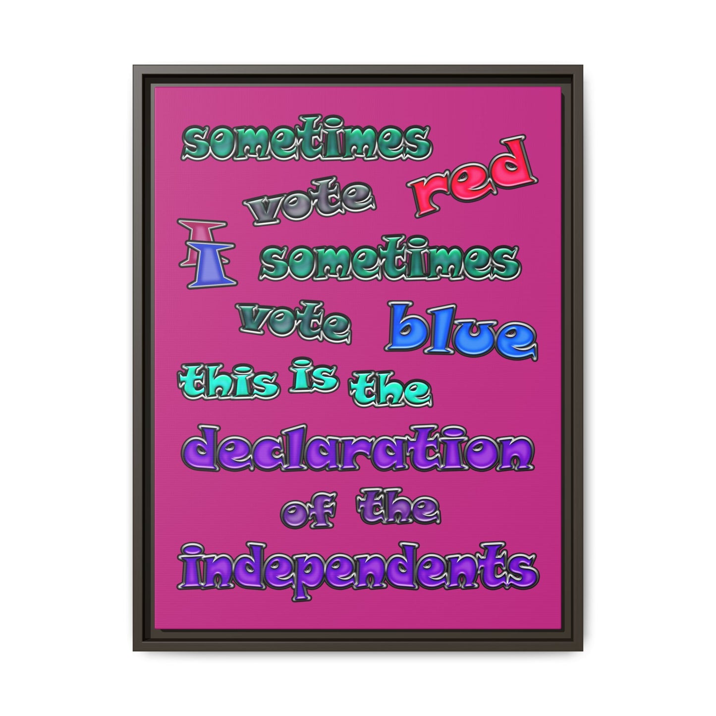 declaration of the independents - framed canvas art (pink)