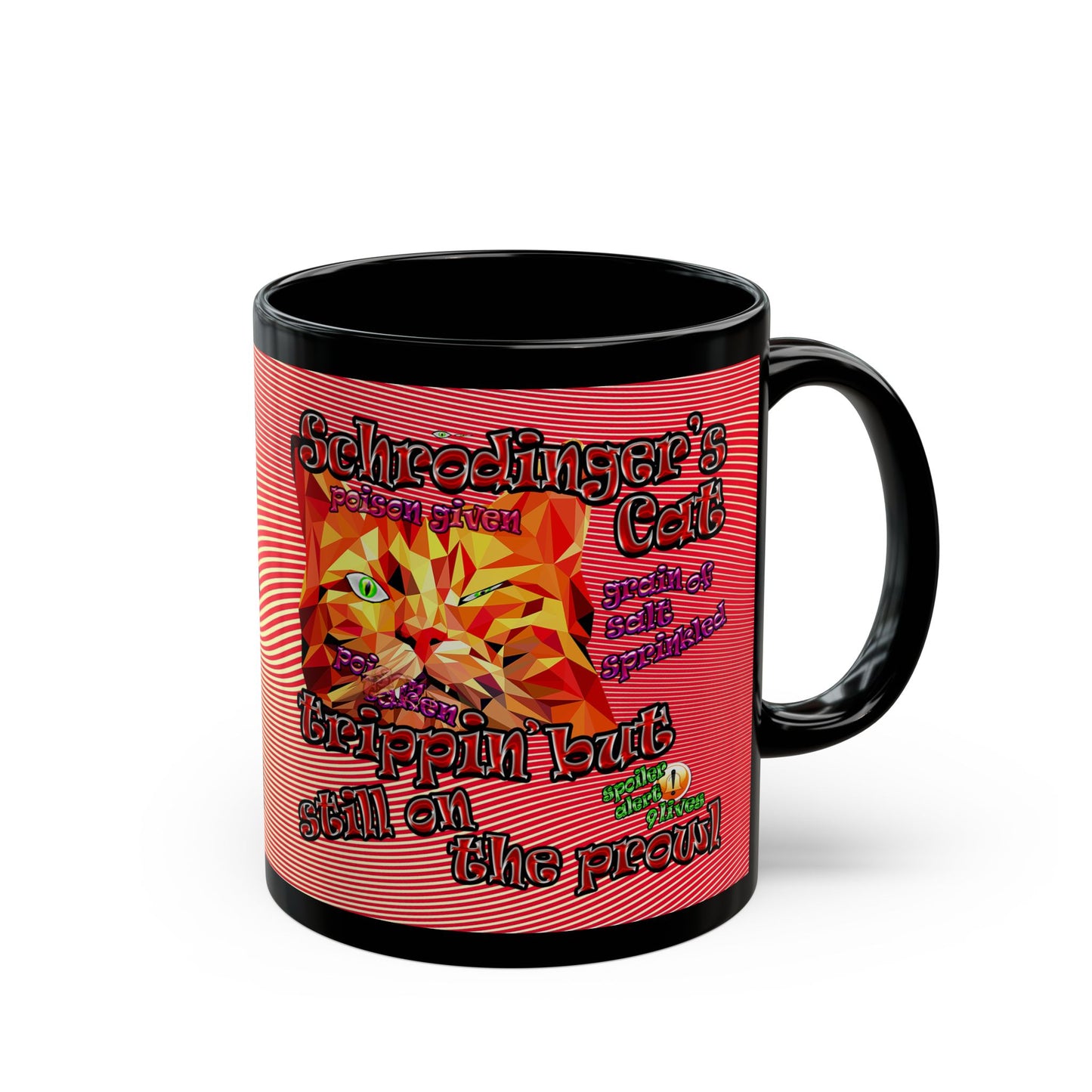schrodinger's cat - Black Mug (yellow-orange wave)