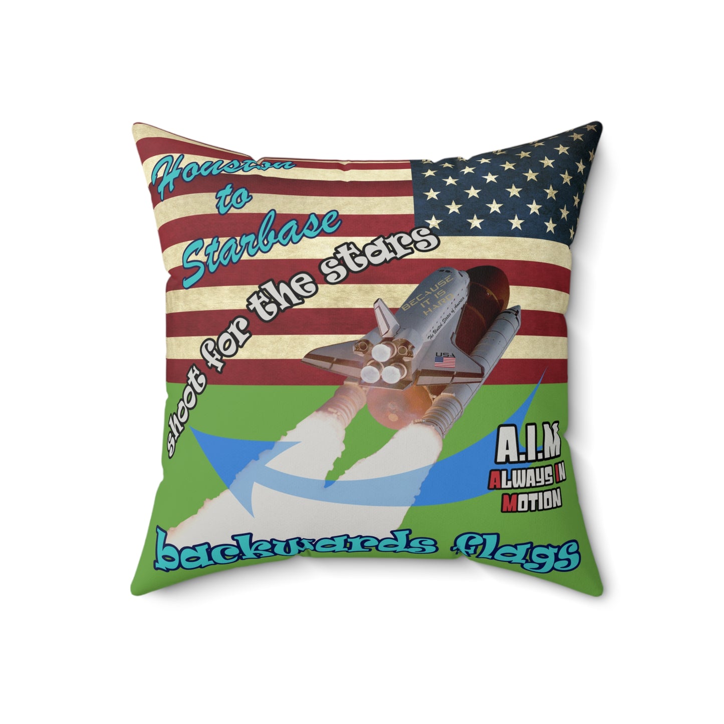 shoot for the stars - Faux Suede Square Pillow - (green)
