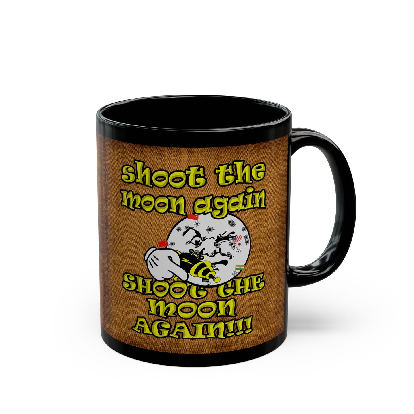 shoot the moon again - Black Mug (brown papyrus)