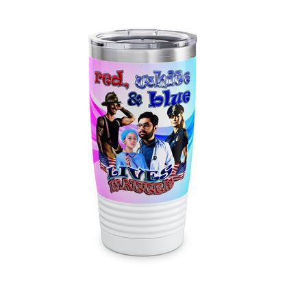 rw&b lives matter - Ringneck Tumbler, 20oz (light blue-pink wave)