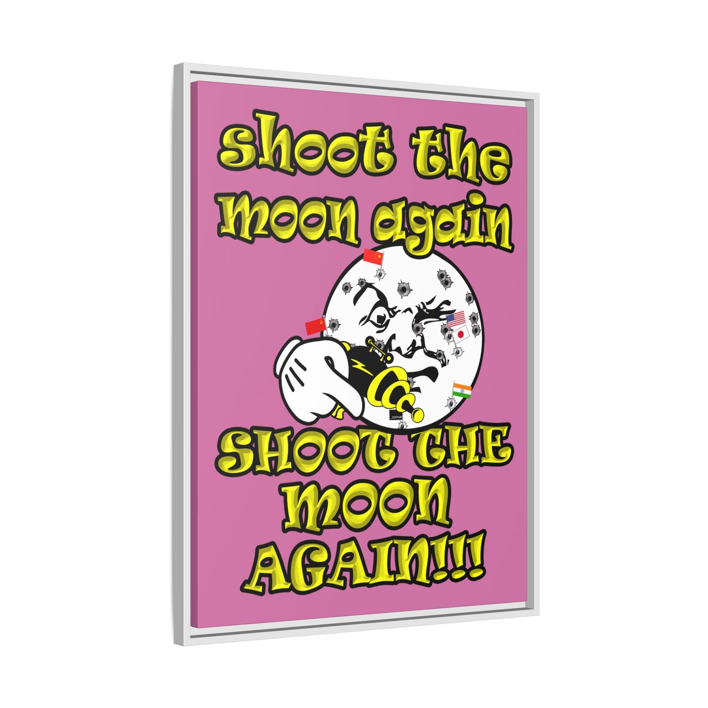 shoot the moon again - framed canvas art (light pink)