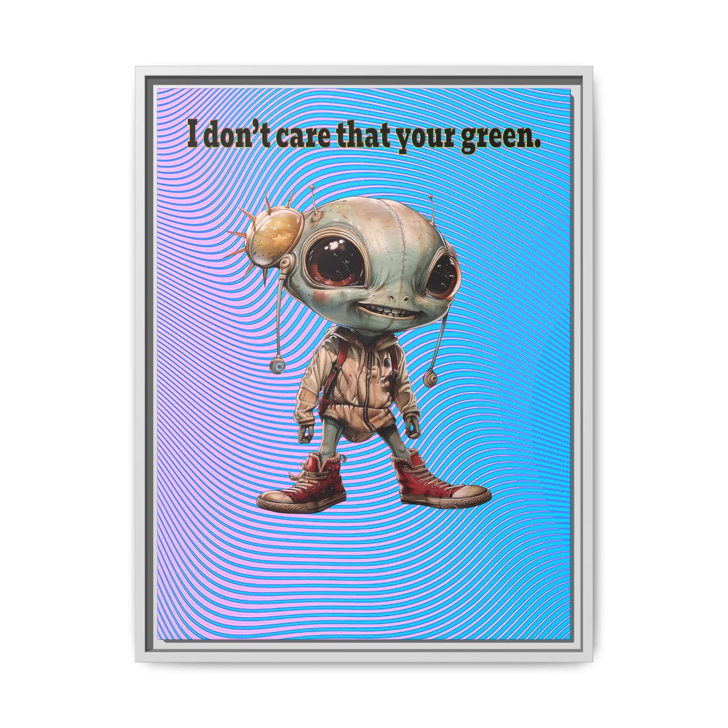 I don't care that your green - framed canvas art (light blue-purple wave)