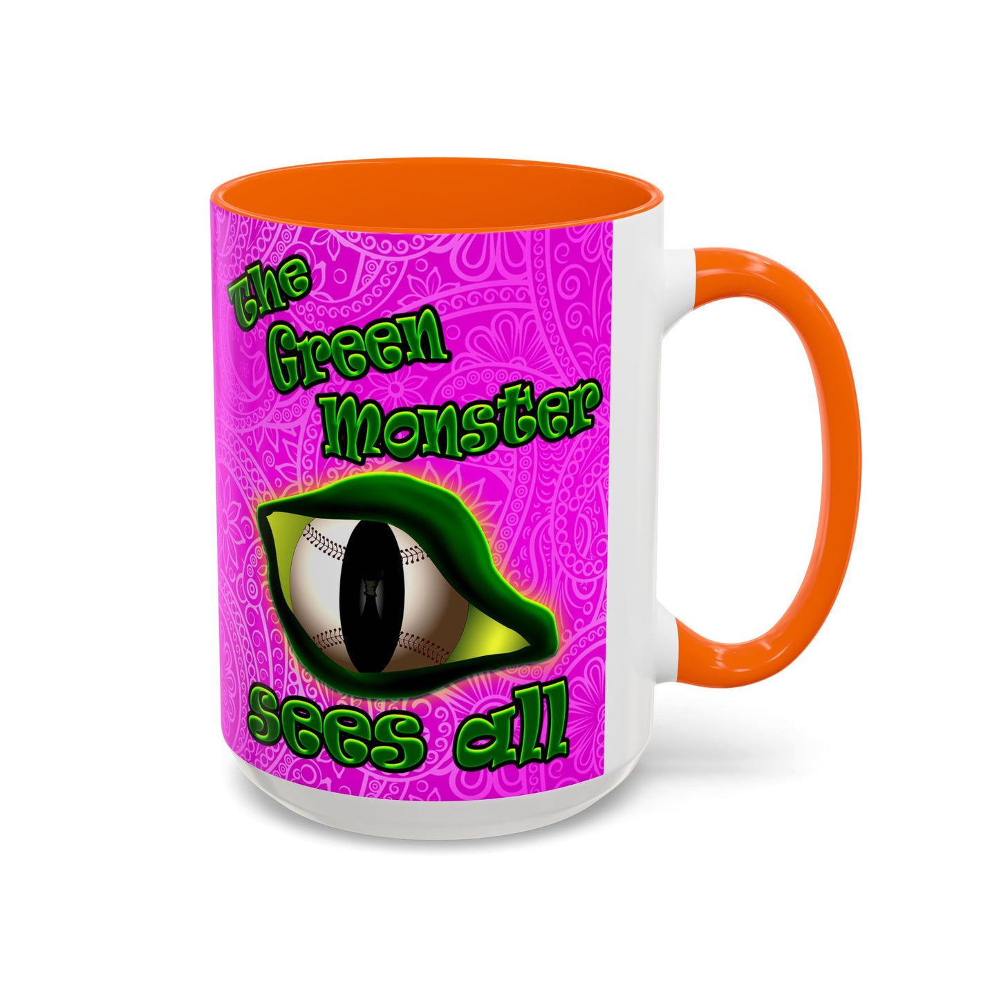 green monster - Accent Mug (pink swirl)