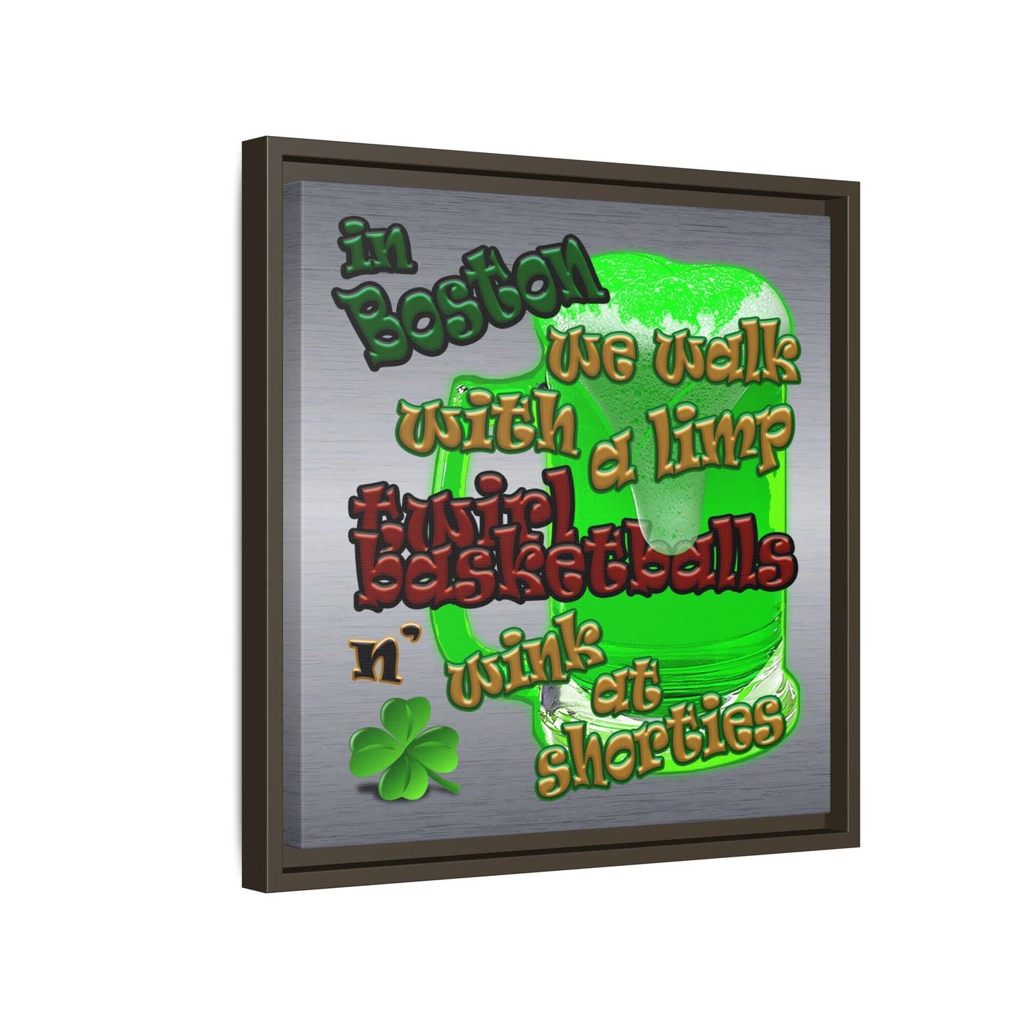 celtics logo - framed canvas art (brushed nickel)