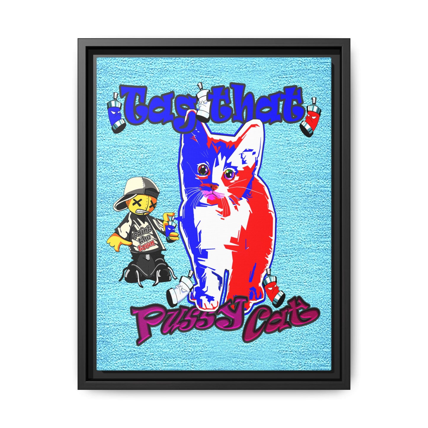tag that - framed canvas art (faded blue)