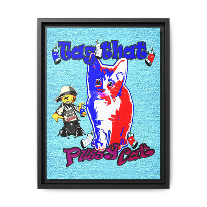 tag that - framed canvas art (faded blue)