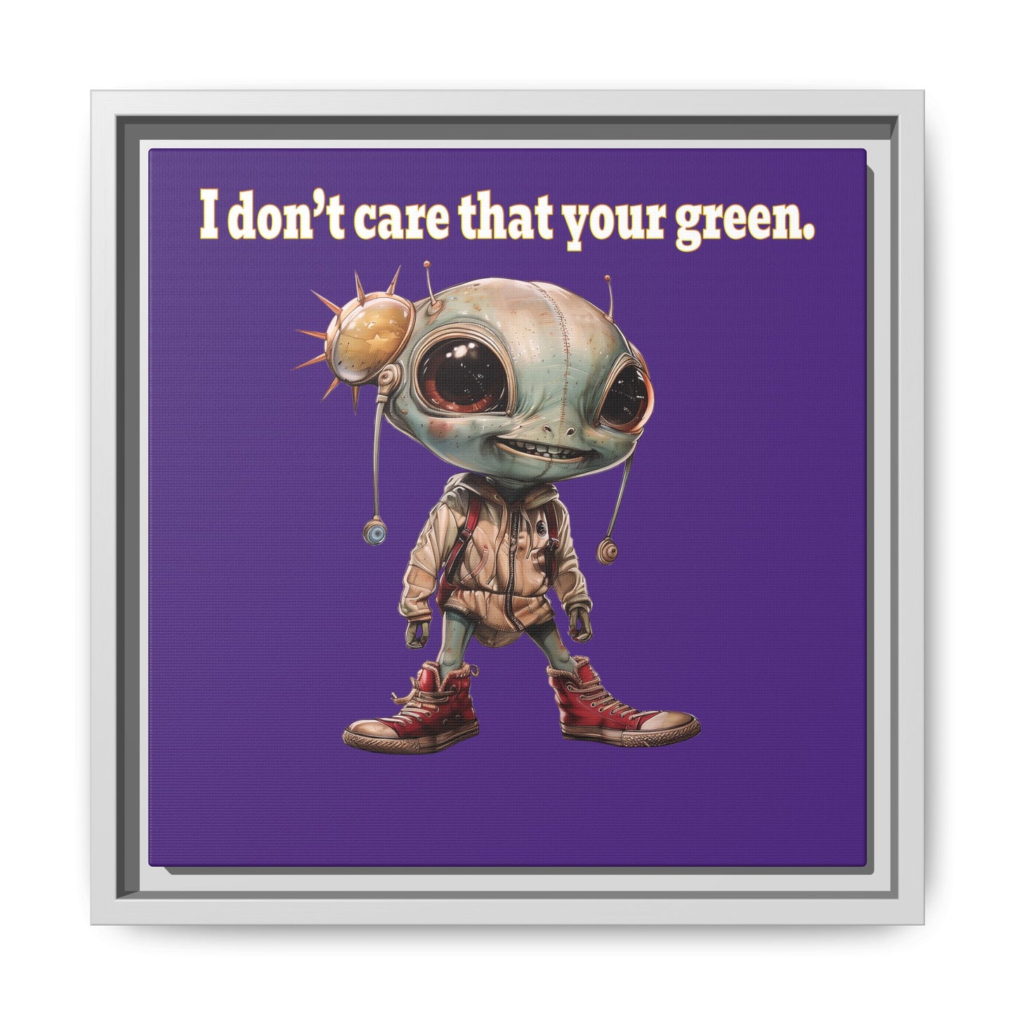I don't care that your green - framed canvas art (purple)
