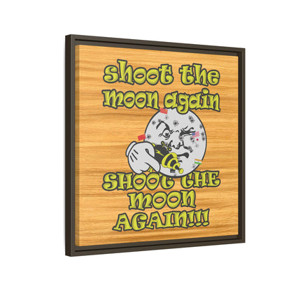 shoot the moon again - framed canvas art (butterscotch wood finish)