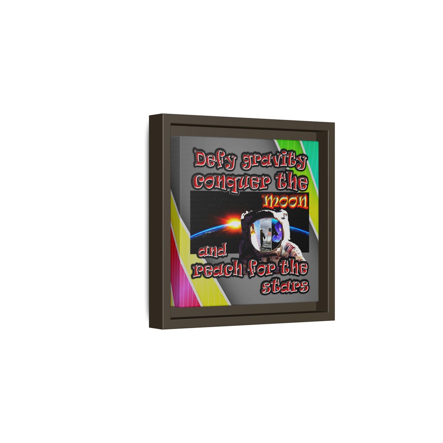 defy conquer reach - framed canvas art (rainbow split)