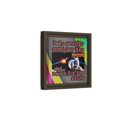 defy conquer reach - framed canvas art (rainbow split)
