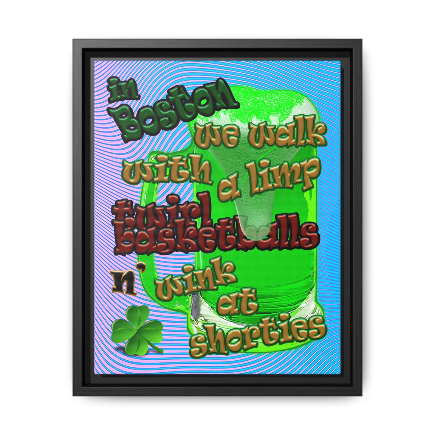 celtics logo - framed canvas art (light blue-purple wave)