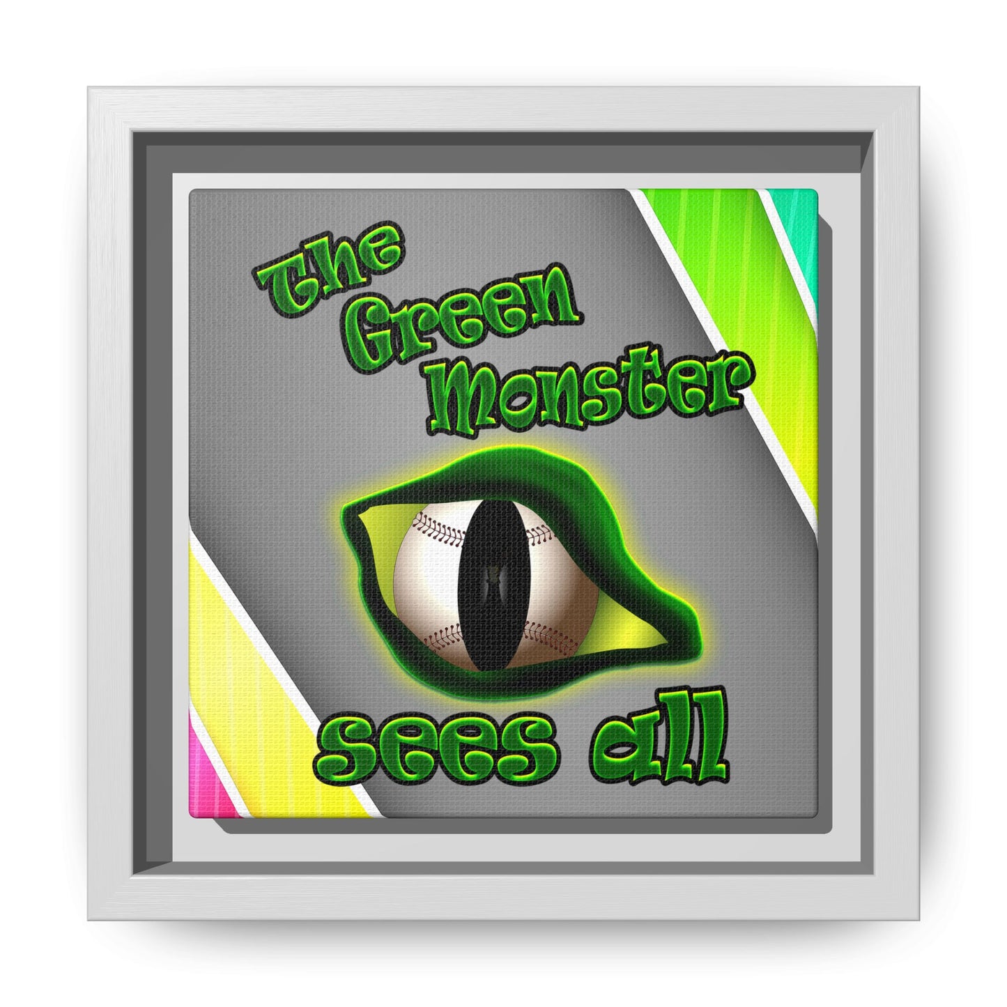green monster - framed canvas art (rainbow split)