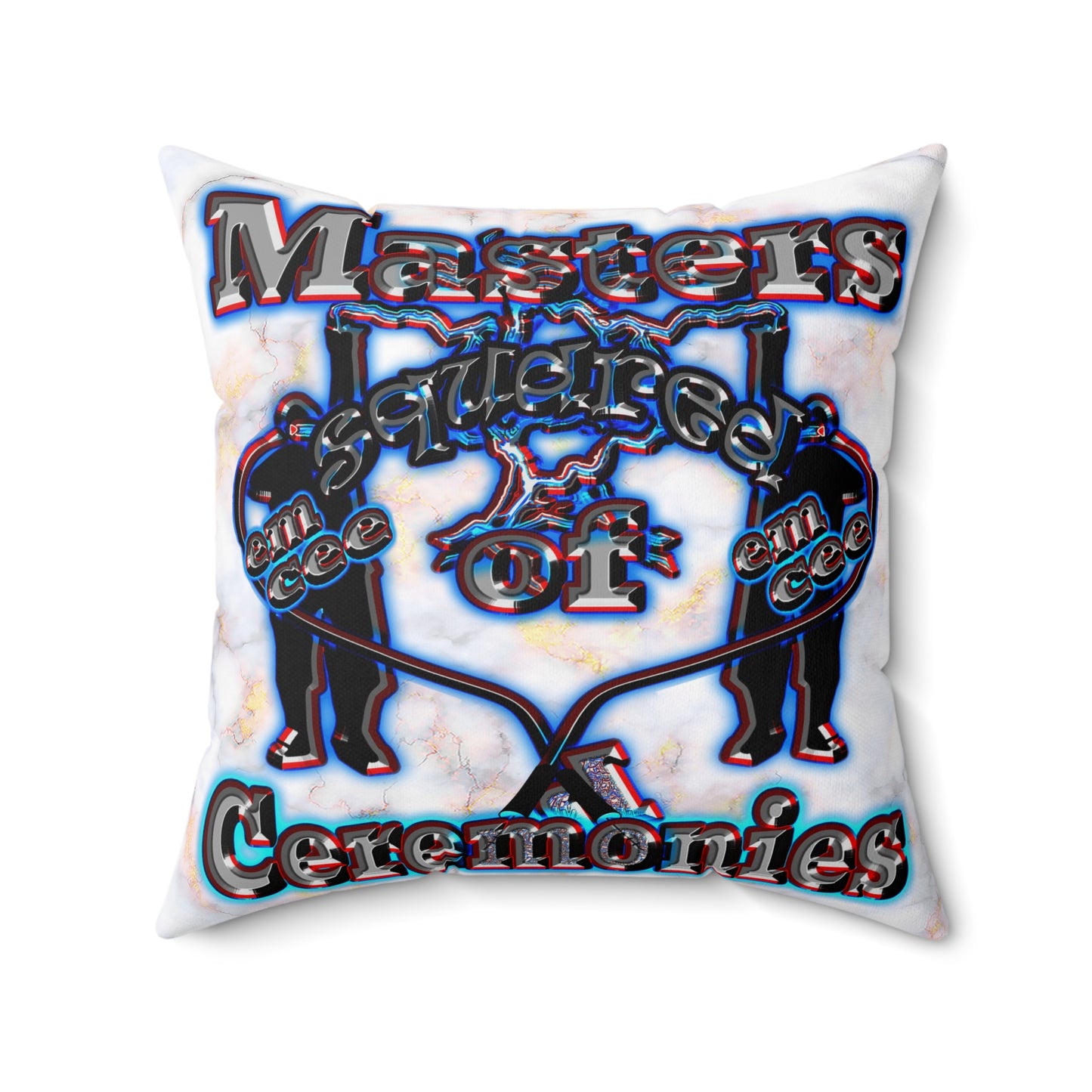 em cee squared - Spun Polyester Square Pillow - (white marble)