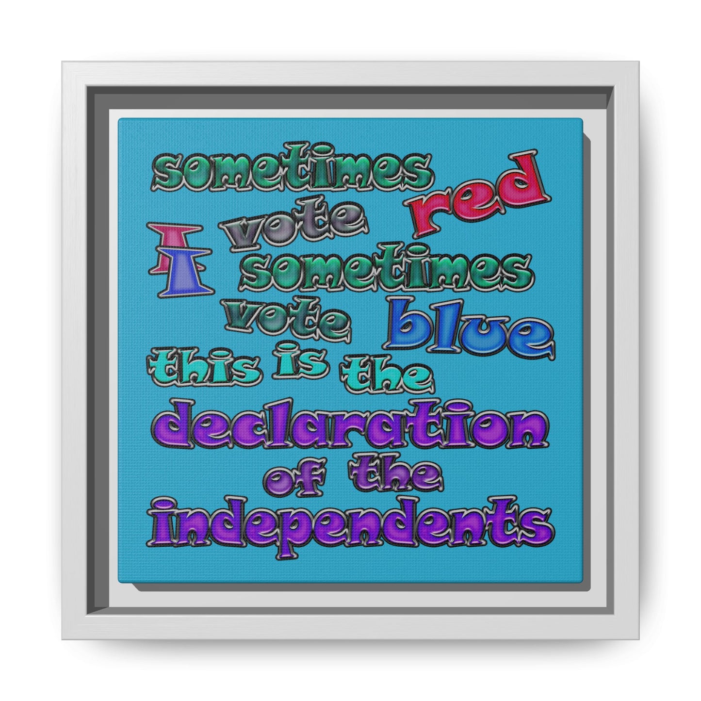 declaration of the independents - framed canvas art (turquoise)