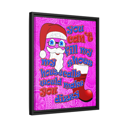 santa's shoes - framed canvas art (pink swirl)