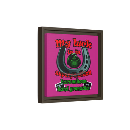 my luck - framed canvas art (pink)