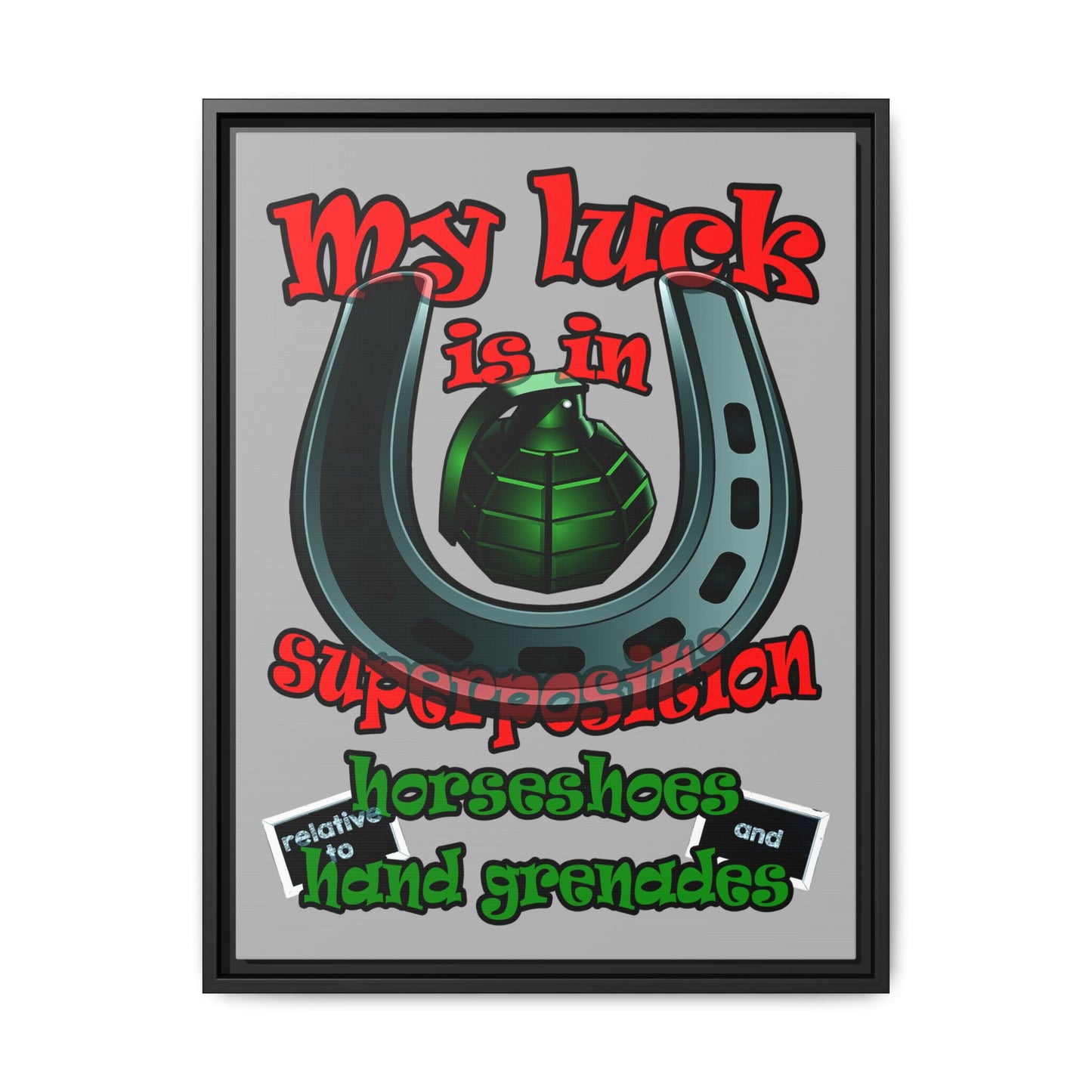 my luck - framed canvas art (light grey)