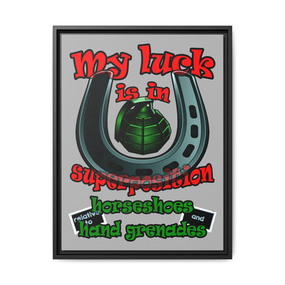 my luck - framed canvas art (light grey)
