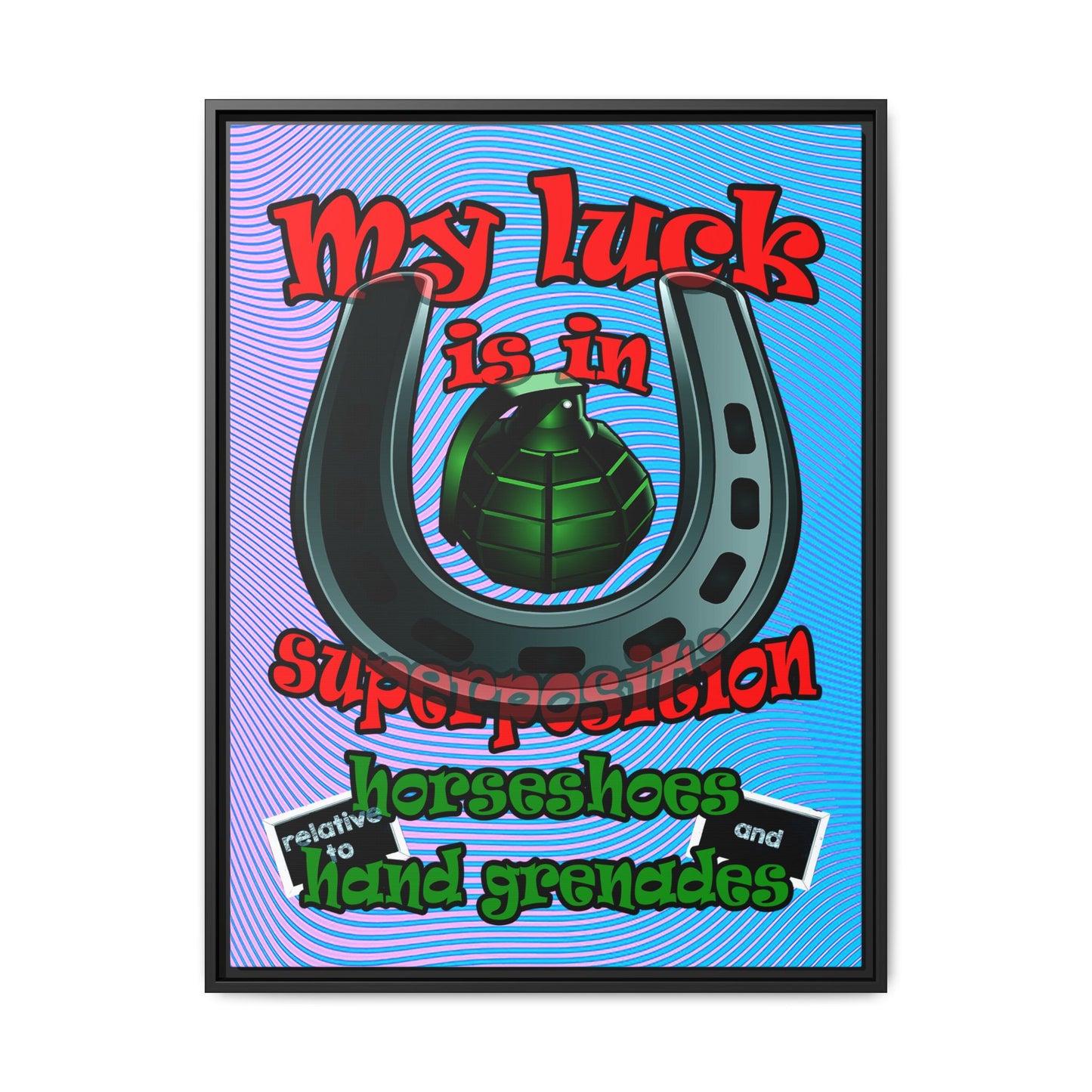 my luck - framed canvas art (light blue-purple wave)
