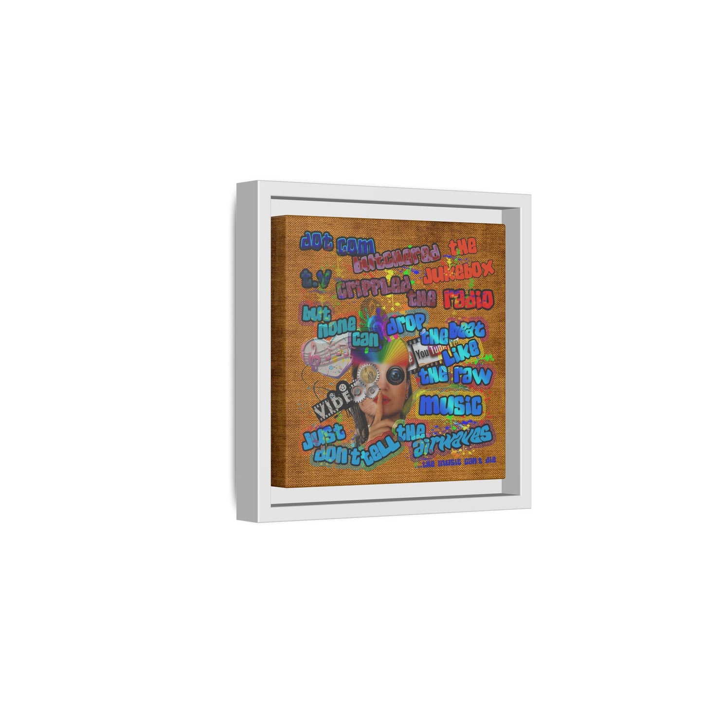 drop the beat - framed canvas art (brown papyrus)