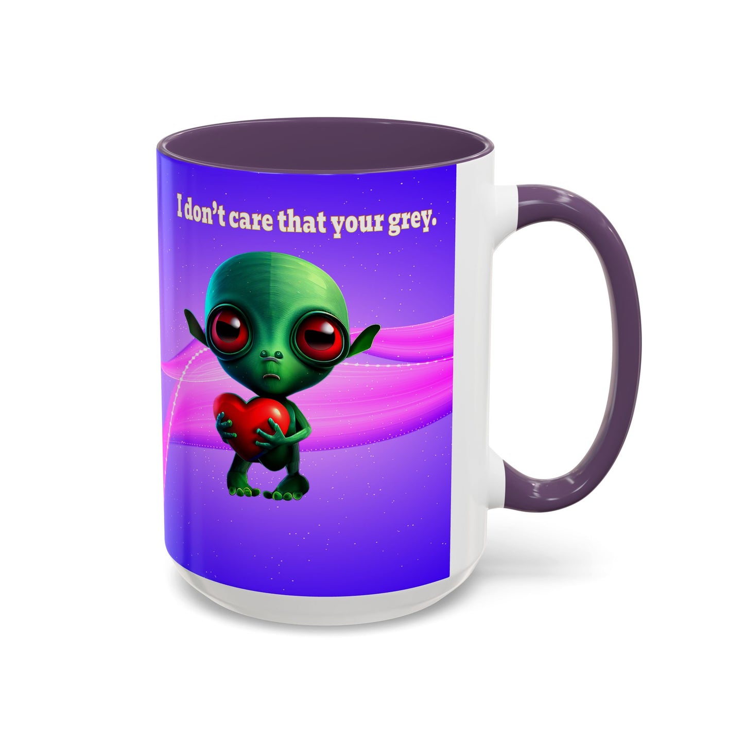 I don't care that your grey - Accent Mug (purple-pink wave)