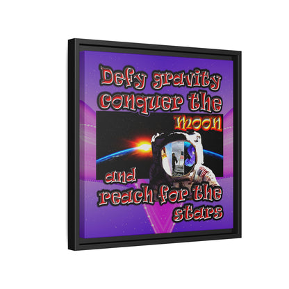 defy conquer reach - framed canvas art (purple-pink wave)
