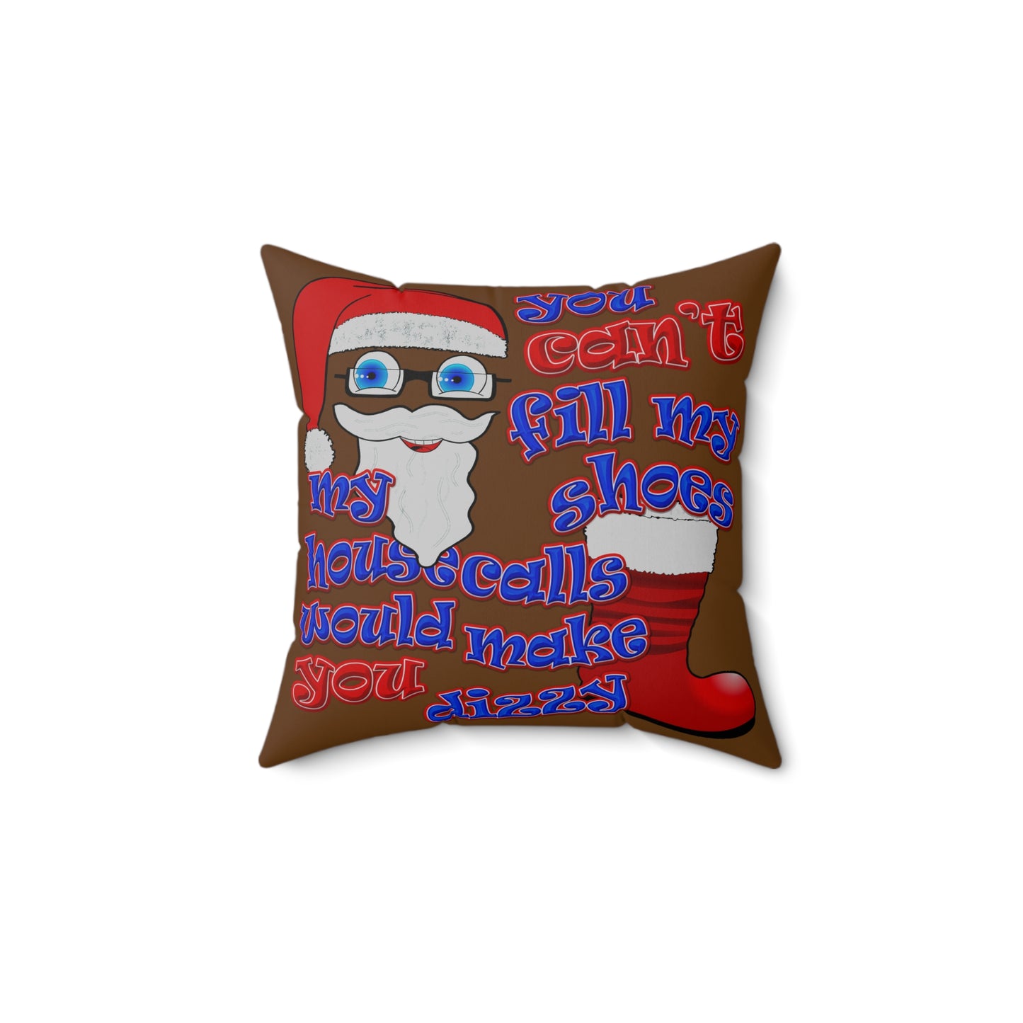 santa's shoes - Spun Polyester Square Pillow - (brown)