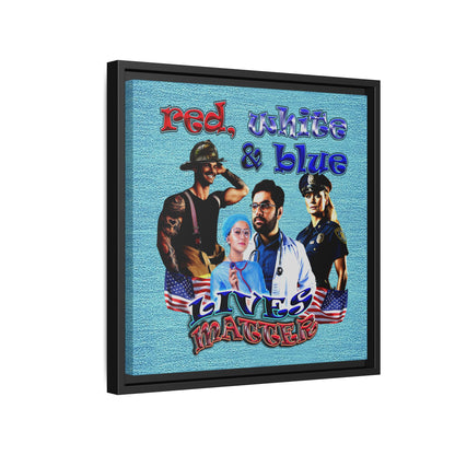 rw&b lives matter - framed canvas art (faded blue)