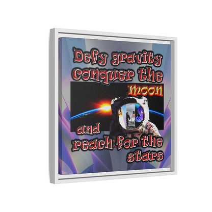 defy conquer reach - framed canvas art (grey-pink wave)
