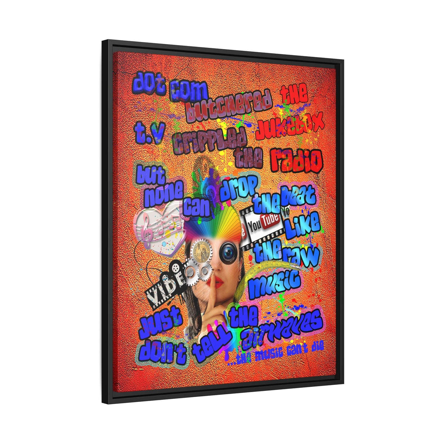 drop the beat - framed canvas art (burnt orange)