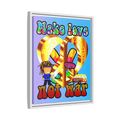 love peace - framed canvas art (light blue-purple wave)