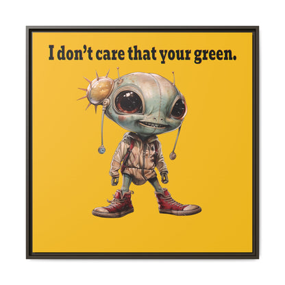 I don't care that your green - framed canvas art (yellow)