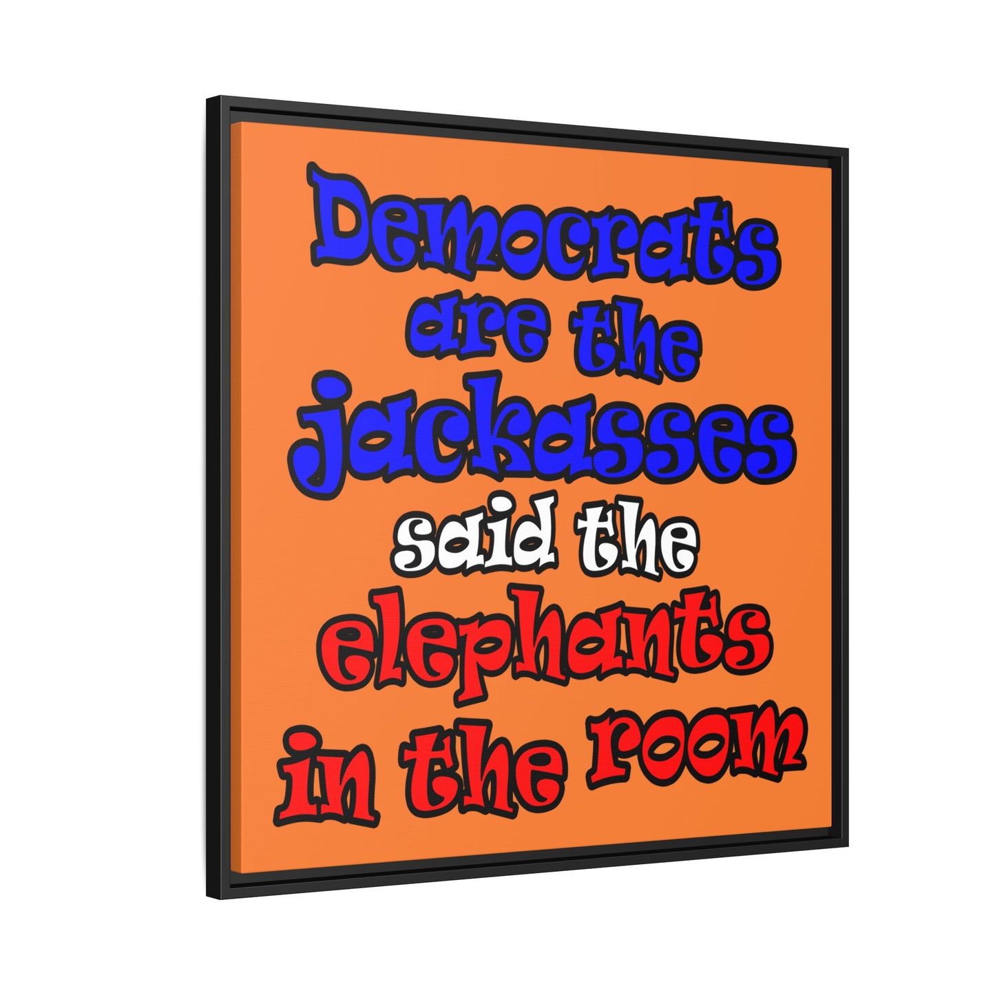 donkeys and elephants - framed canvas art (crusta)