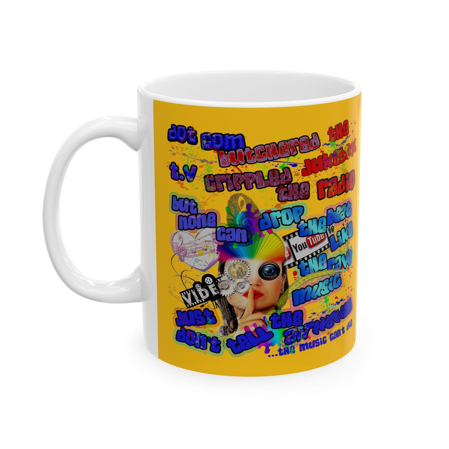 drop the beat - White Mug (yellow)