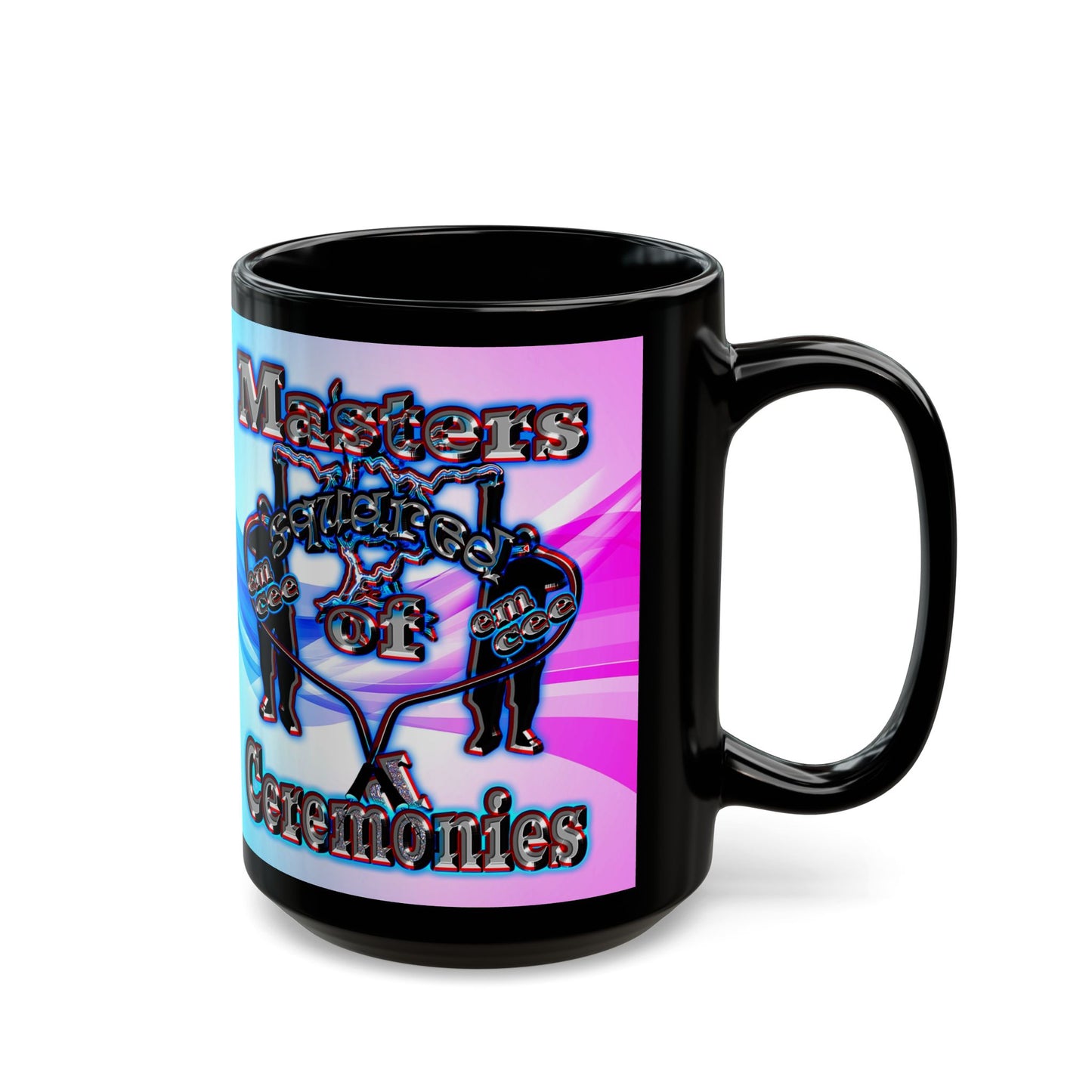 em cee squared - Black Mug (light blue-pink wave)