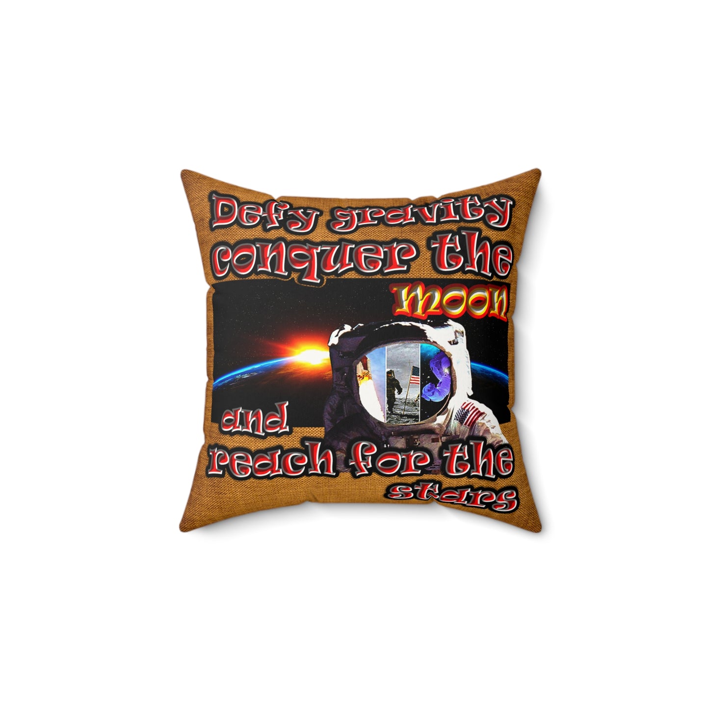 defy conquer reach - Faux Suede Square Pillow - (dichromatic brown papyrus)