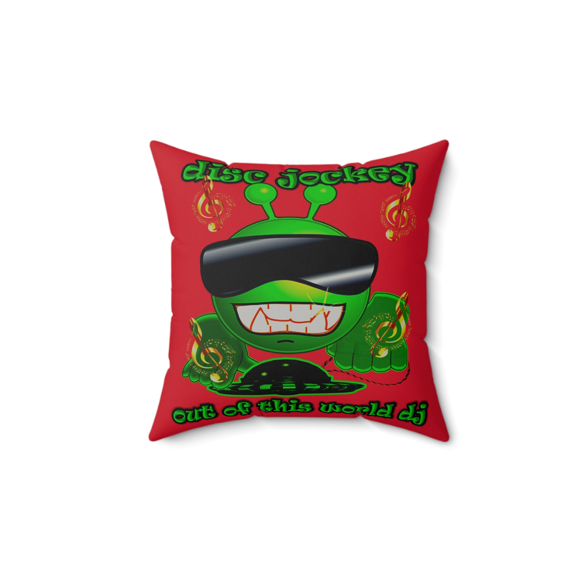disc jockey - Faux Suede Square Pillow - (dark red)