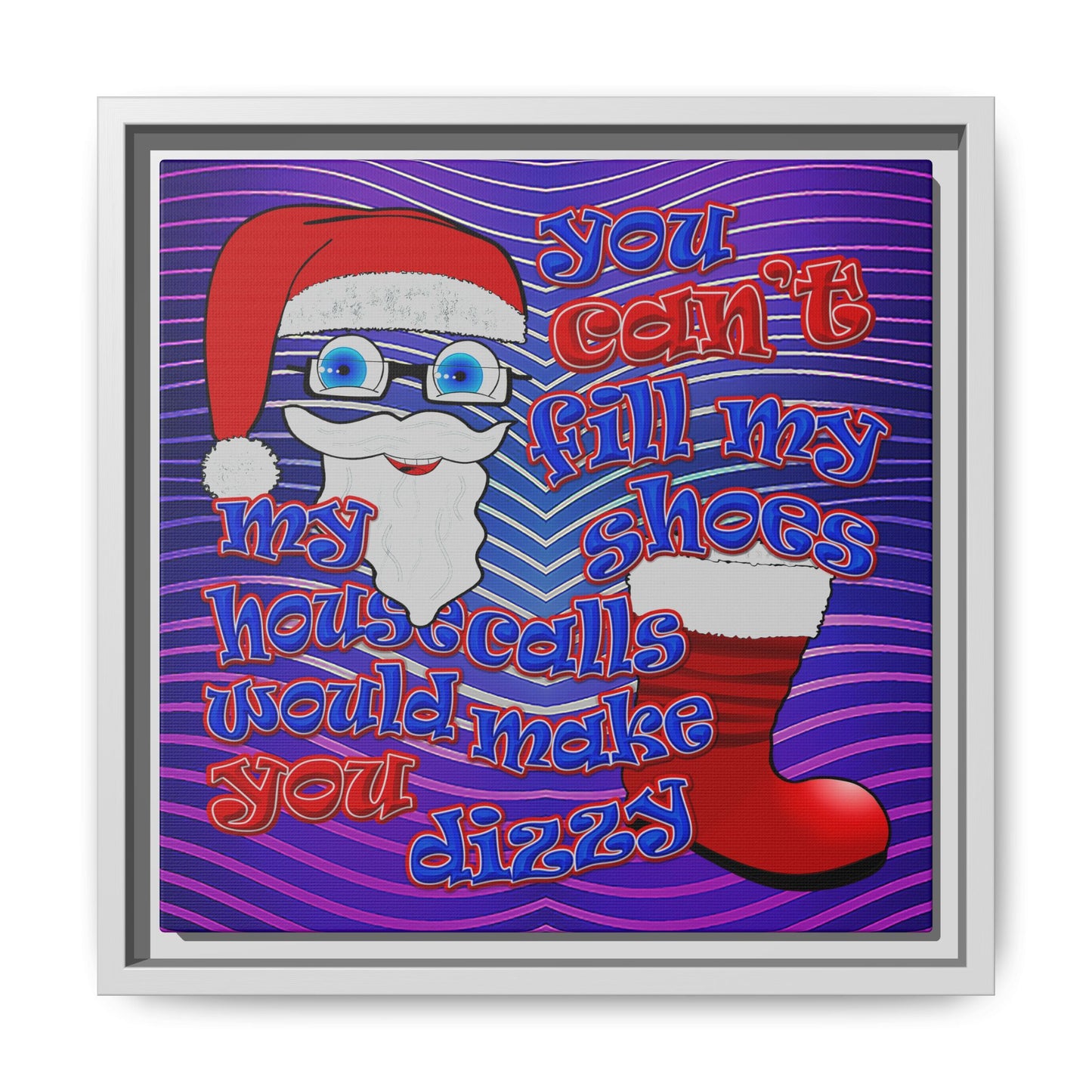 santa's shoes - framed canvas art (purple wave)