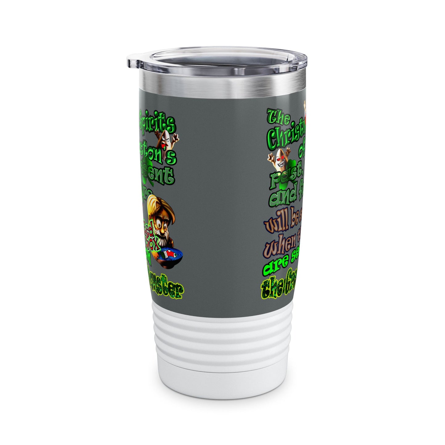 christmas spirits of boston - Ringneck Tumbler, 20oz (dark grey)