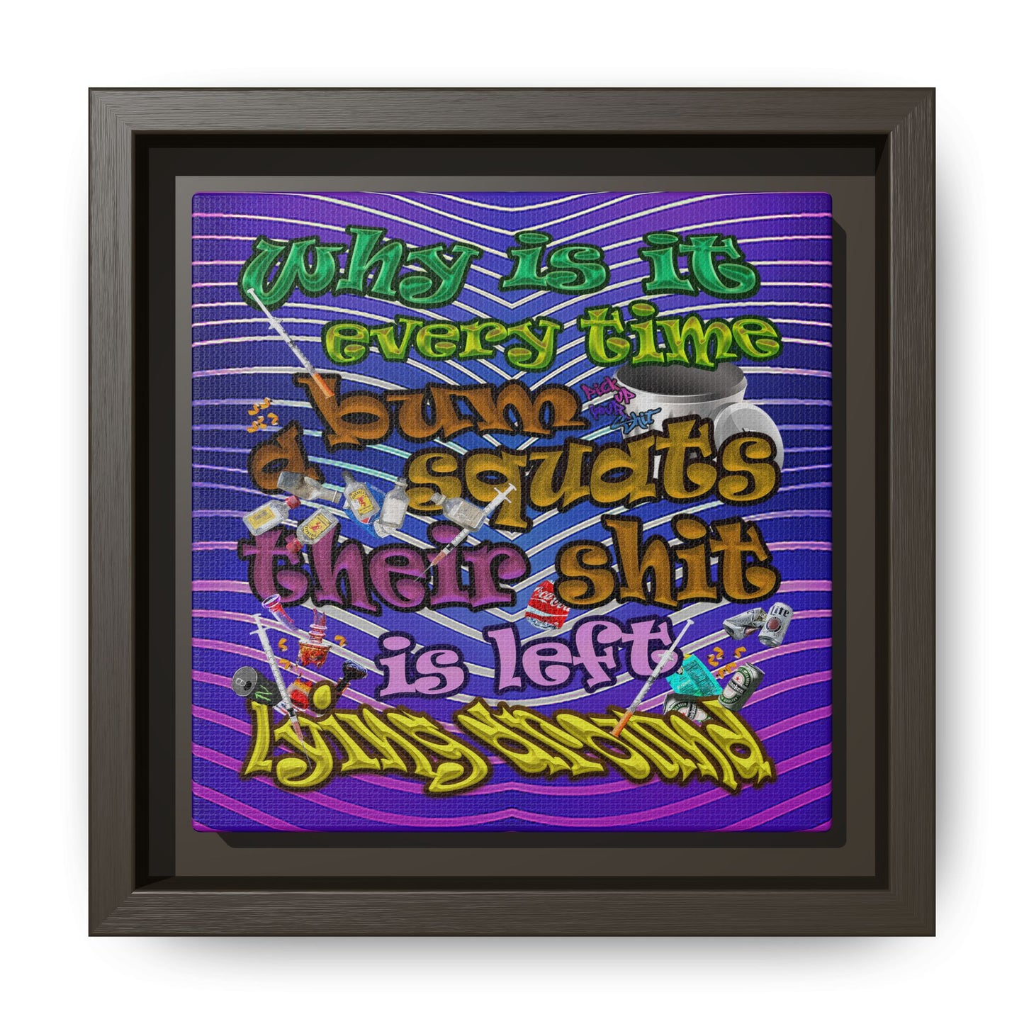 the bum's shit - framed canvas art (purple wave)