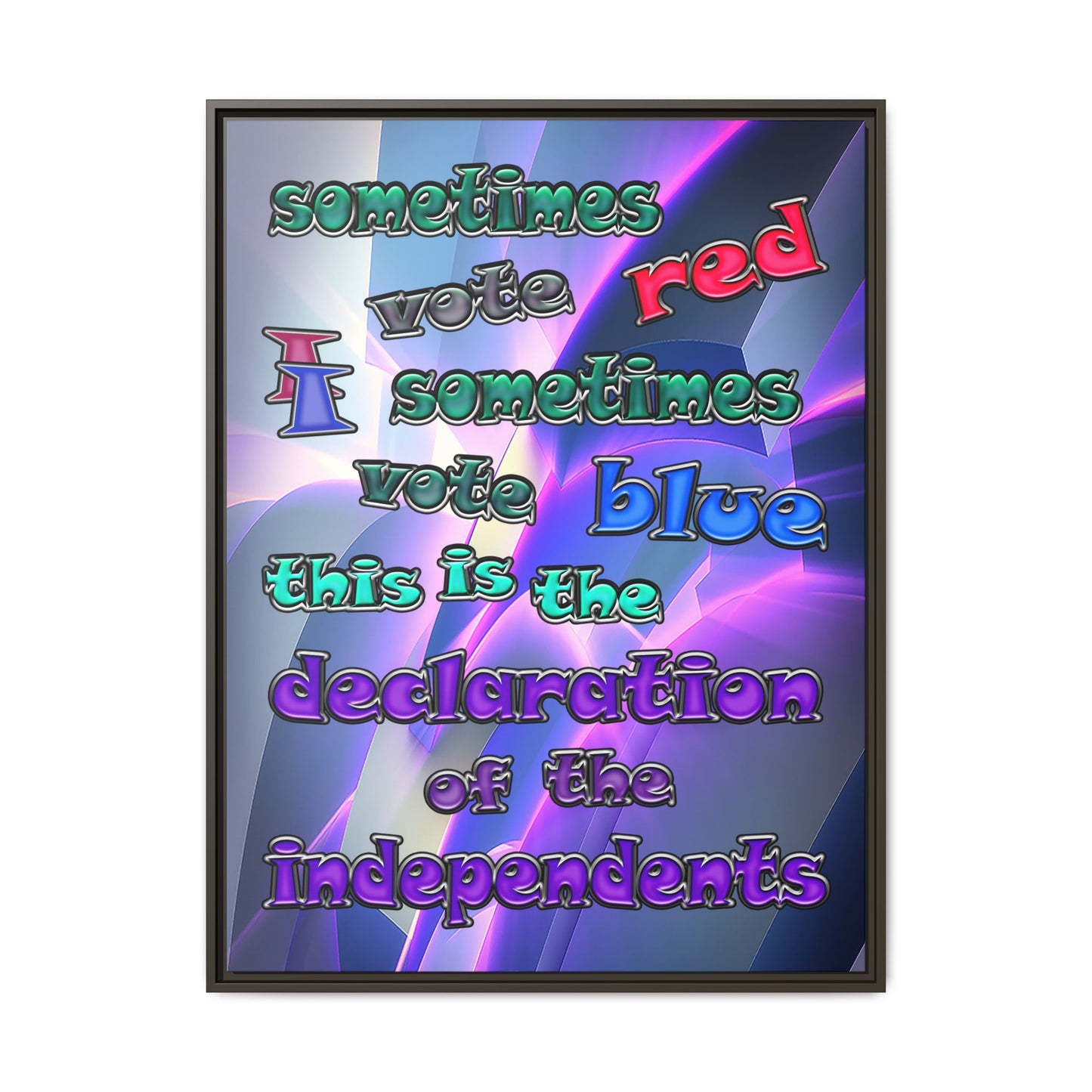 declaration of the independents - framed canvas art (grey-pink wave)