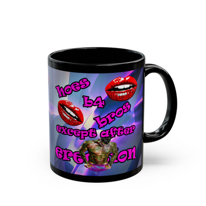 hoes b4 bros - Black Mug (grey-pink wave)