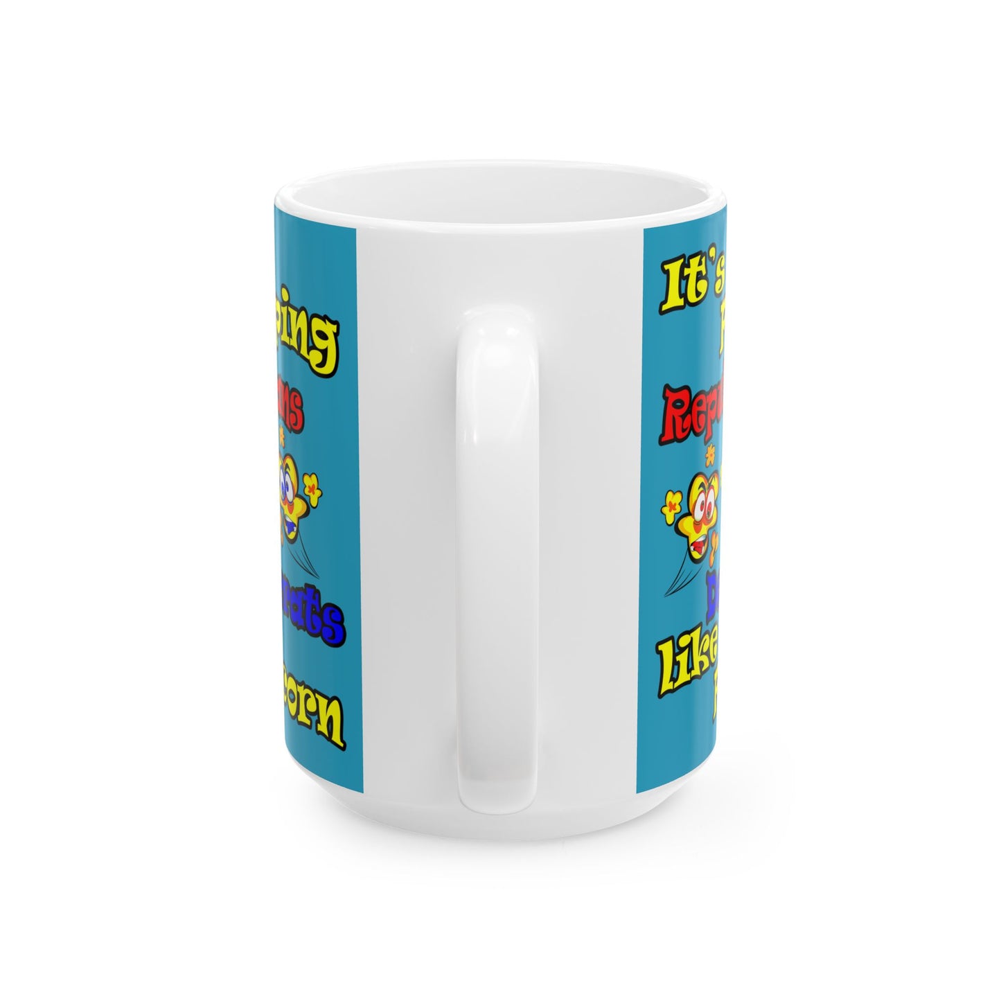 popping like popcorn - White Mug (turquoise)
